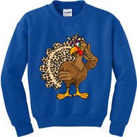 Thanksgiving Turkey Women Girl Leopard Kids Sweatshirt