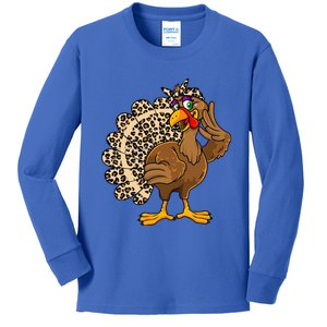 Thanksgiving Turkey Women Girl Leopard Kids Long Sleeve Shirt