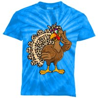 Thanksgiving Turkey Women Girl Leopard Kids Tie-Dye T-Shirt