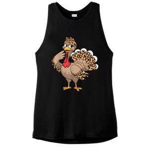 Thanksgiving Turkey Women Girl Leopard Autumn Fall Season Ladies PosiCharge Tri-Blend Wicking Tank