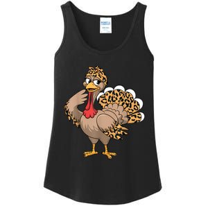 Thanksgiving Turkey Women Girl Leopard Autumn Fall Season Ladies Essential Tank