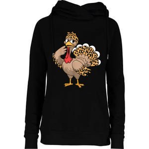 Thanksgiving Turkey Women Girl Leopard Autumn Fall Season Womens Funnel Neck Pullover Hood