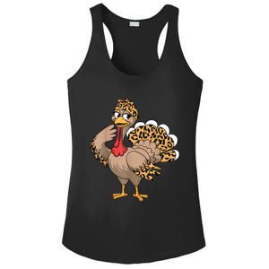 Thanksgiving Turkey Women Girl Leopard Autumn Fall Season Ladies PosiCharge Competitor Racerback Tank