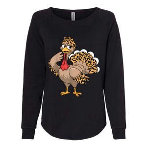 Thanksgiving Turkey Women Girl Leopard Autumn Fall Season Womens California Wash Sweatshirt