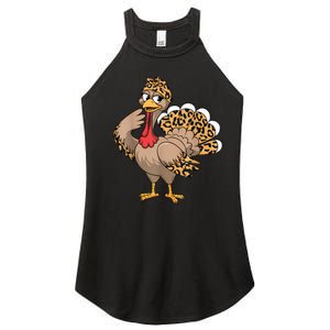 Thanksgiving Turkey Women Girl Leopard Autumn Fall Season Women's Perfect Tri Rocker Tank