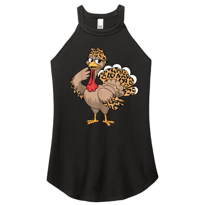 Thanksgiving Turkey Women Girl Leopard Autumn Fall Season Women's Perfect Tri Rocker Tank