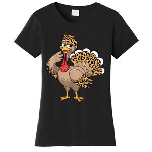 Thanksgiving Turkey Women Girl Leopard Autumn Fall Season Women's T-Shirt