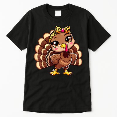 Thanksgiving Turkey Women Girl Leopard Autumn Tall T-Shirt