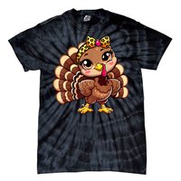 Thanksgiving Turkey Women Girl Leopard Autumn Tie-Dye T-Shirt