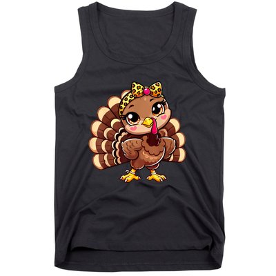 Thanksgiving Turkey Women Girl Leopard Autumn Tank Top