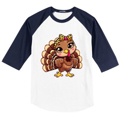 Thanksgiving Turkey Women Girl Leopard Autumn Baseball Sleeve Shirt