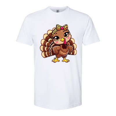 Thanksgiving Turkey Women Girl Leopard Autumn Softstyle CVC T-Shirt