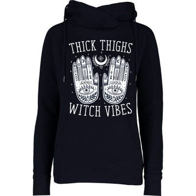 Thick Thighs Witch Vibes Halloween Womens Funnel Neck Pullover Hood