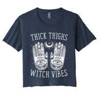 Thick Thighs Witch Vibes Halloween Women's Crop Top Tee