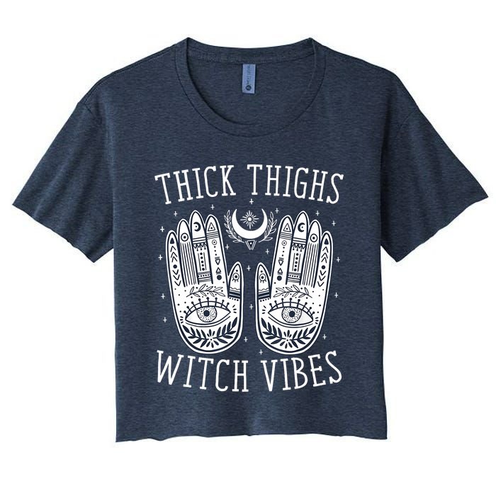 Thick Thighs Witch Vibes Halloween Women's Crop Top Tee