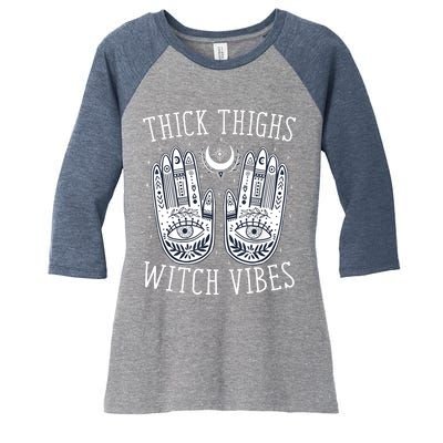 Thick Thighs Witch Vibes Halloween Women's Tri-Blend 3/4-Sleeve Raglan Shirt