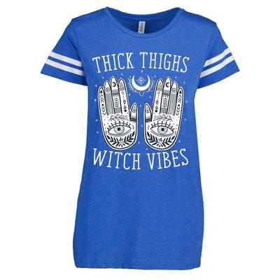 Thick Thighs Witch Vibes Halloween Enza Ladies Jersey Football T-Shirt