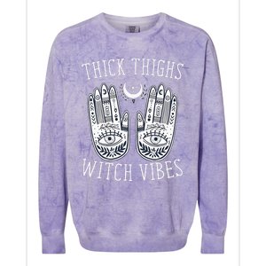 Thick Thighs Witch Vibes Halloween Colorblast Crewneck Sweatshirt