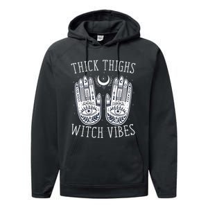 Thick Thighs Witch Vibes Halloween Performance Fleece Hoodie