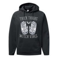 Thick Thighs Witch Vibes Halloween Performance Fleece Hoodie