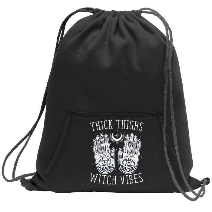 Thick Thighs Witch Vibes Halloween Sweatshirt Cinch Pack Bag