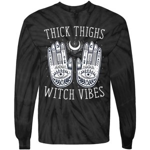 Thick Thighs Witch Vibes Halloween Tie-Dye Long Sleeve Shirt