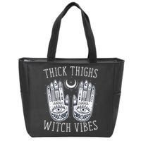 Thick Thighs Witch Vibes Halloween Zip Tote Bag