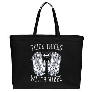 Thick Thighs Witch Vibes Halloween Cotton Canvas Jumbo Tote