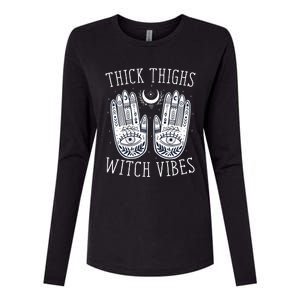 Thick Thighs Witch Vibes Halloween Womens Cotton Relaxed Long Sleeve T-Shirt