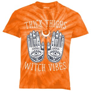 Thick Thighs Witch Vibes Halloween Kids Tie-Dye T-Shirt