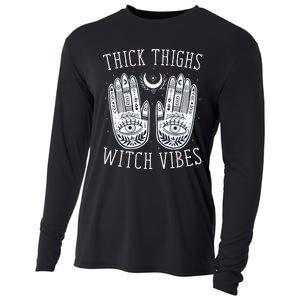 Thick Thighs Witch Vibes Halloween Cooling Performance Long Sleeve Crew