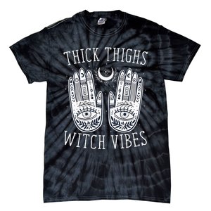 Thick Thighs Witch Vibes Halloween Tie-Dye T-Shirt