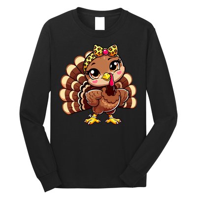 Thanksgiving Turkey Women Girl Leopard Autumn Long Sleeve Shirt