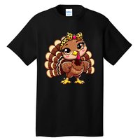 Thanksgiving Turkey Women Girl Leopard Autumn Tall T-Shirt