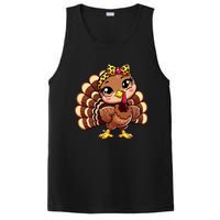 Thanksgiving Turkey Women Girl Leopard Autumn PosiCharge Competitor Tank