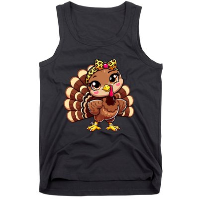 Thanksgiving Turkey Women Girl Leopard Autumn Tank Top