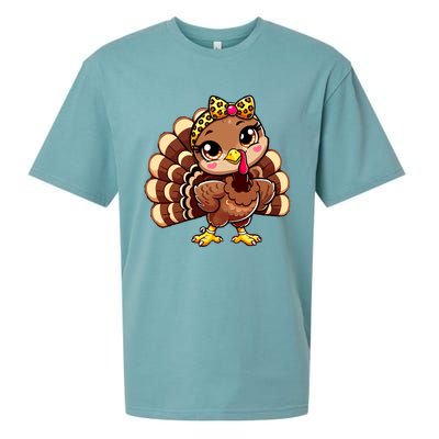 Thanksgiving Turkey Women Girl Leopard Autumn Sueded Cloud Jersey T-Shirt