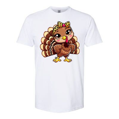 Thanksgiving Turkey Women Girl Leopard Autumn Softstyle CVC T-Shirt