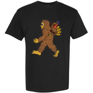 Turkey Trotting with Bigfoot Hilarious Thanksgiving Garment-Dyed Heavyweight T-Shirt