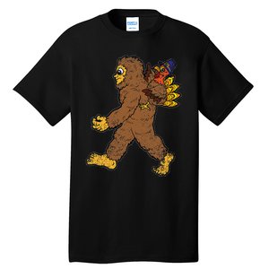 Turkey Trotting with Bigfoot Hilarious Thanksgiving Tall T-Shirt