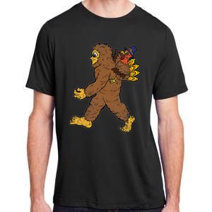 Turkey Trotting with Bigfoot Hilarious Thanksgiving Adult ChromaSoft Performance T-Shirt