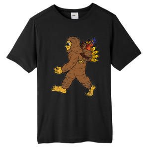 Turkey Trotting with Bigfoot Hilarious Thanksgiving Tall Fusion ChromaSoft Performance T-Shirt