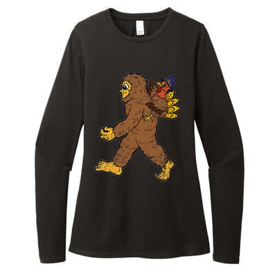 Turkey Trotting with Bigfoot Hilarious Thanksgiving Womens CVC Long Sleeve Shirt