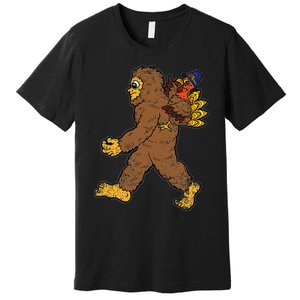 Turkey Trotting with Bigfoot Hilarious Thanksgiving Premium T-Shirt