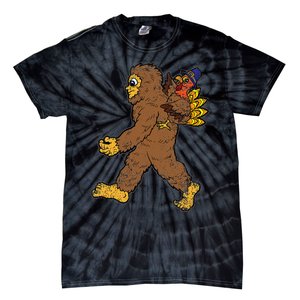 Turkey Trotting with Bigfoot Hilarious Thanksgiving Tie-Dye T-Shirt