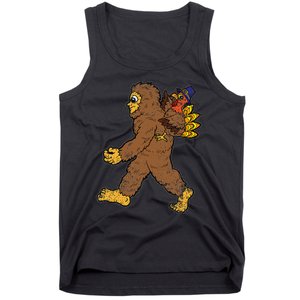 Turkey Trotting with Bigfoot Hilarious Thanksgiving Tank Top