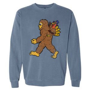 Turkey Trotting with Bigfoot Hilarious Thanksgiving Garment-Dyed Sweatshirt