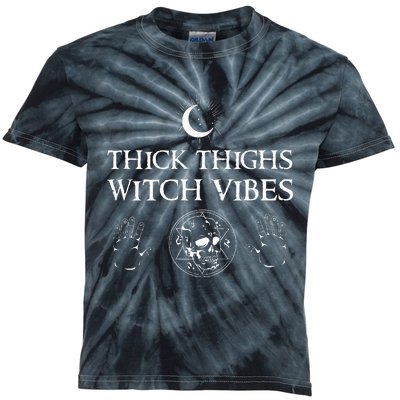 Thick Thighs Witch Vibes Witch Kids Tie-Dye T-Shirt