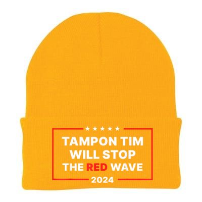 Tampon Tim Will Stop The Red Wave Funny Vote Harris Walz Knit Cap Winter Beanie