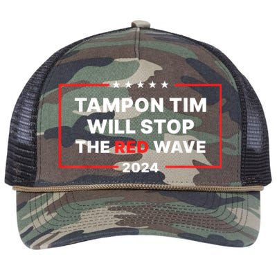 Tampon Tim Will Stop The Red Wave Funny Vote Harris Walz Retro Rope Trucker Hat Cap